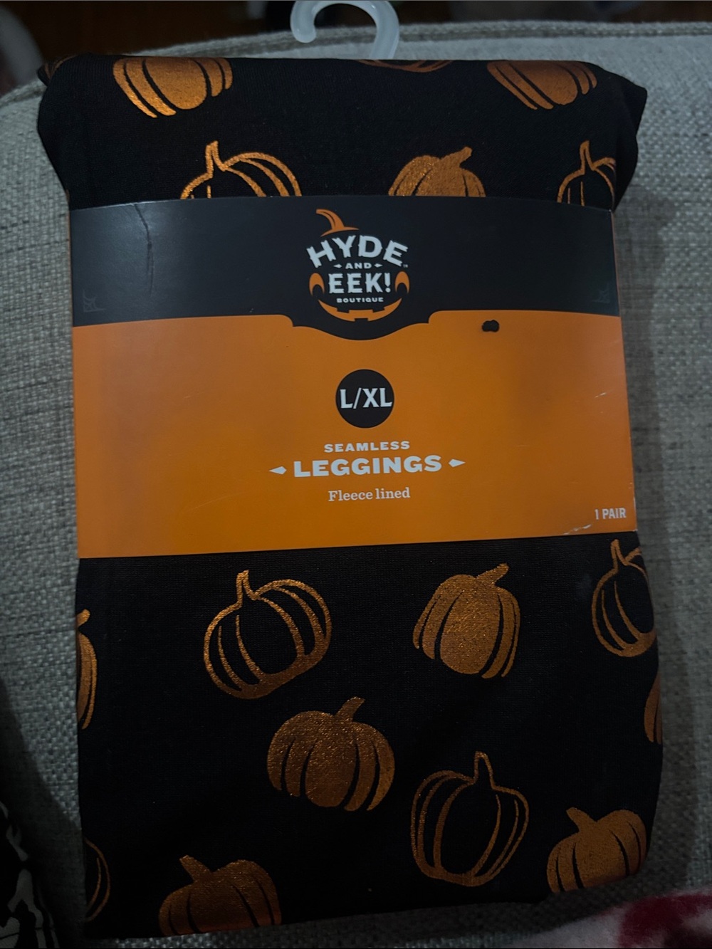 Black & Orange Pumpkin Seamless Leggings - L/XL